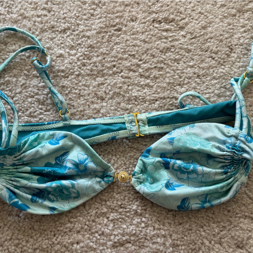 PacSun Floral Blue Bikini Top